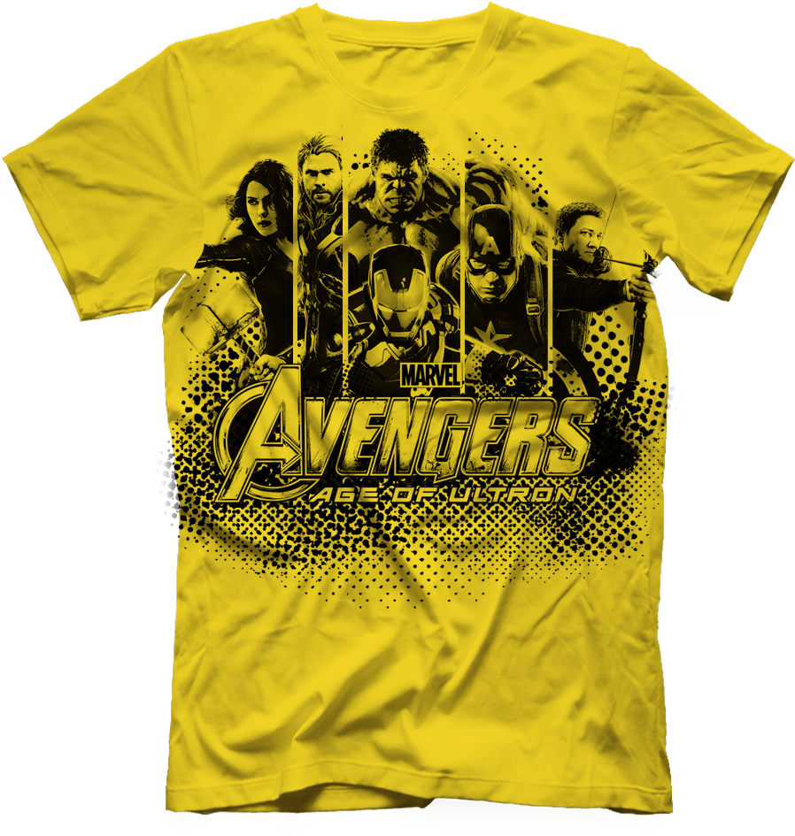 Avengers Ageof Ultron Yellow Tshirt PNG image