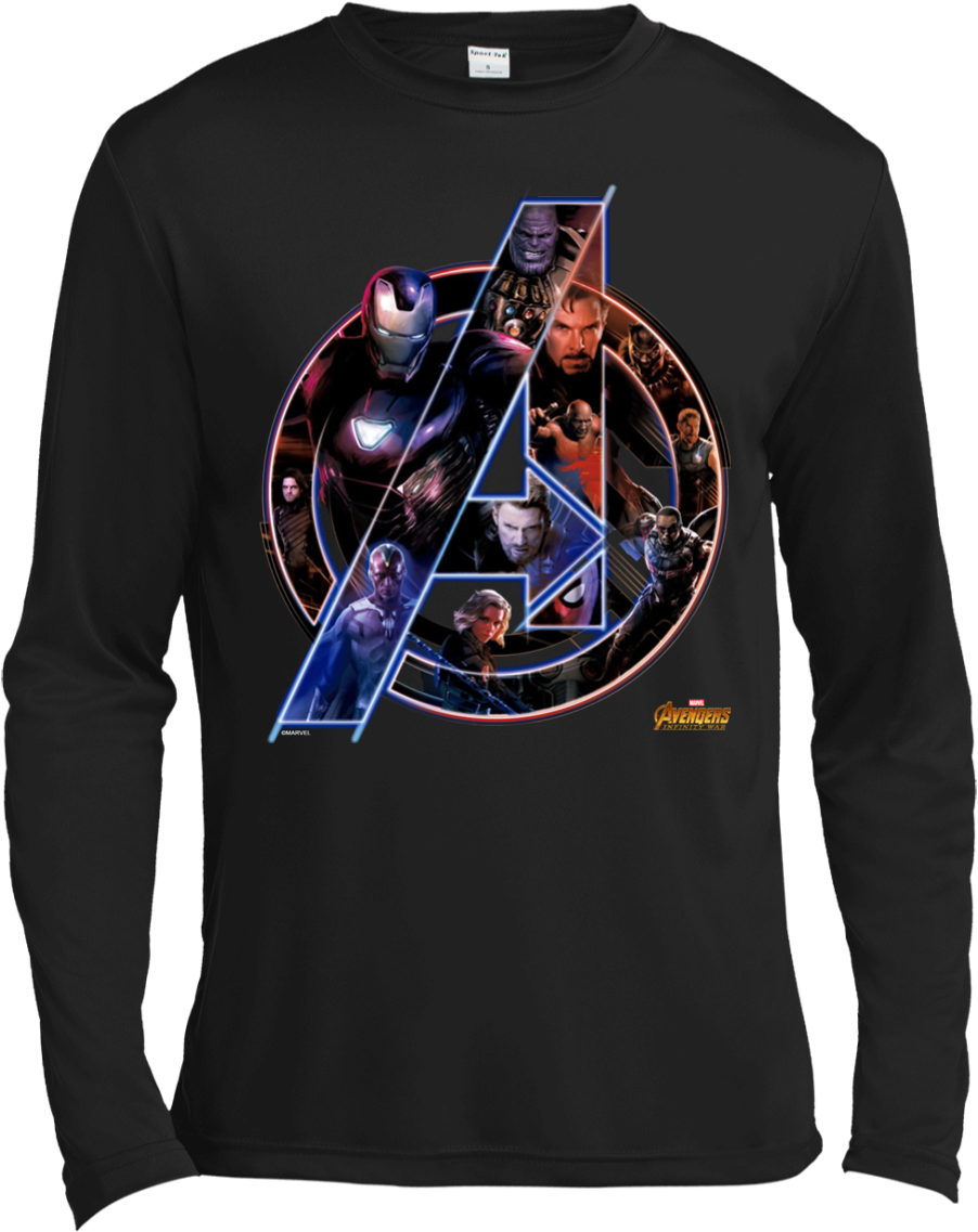 Avengers Character Collage Long Sleeve Shirt PNG image