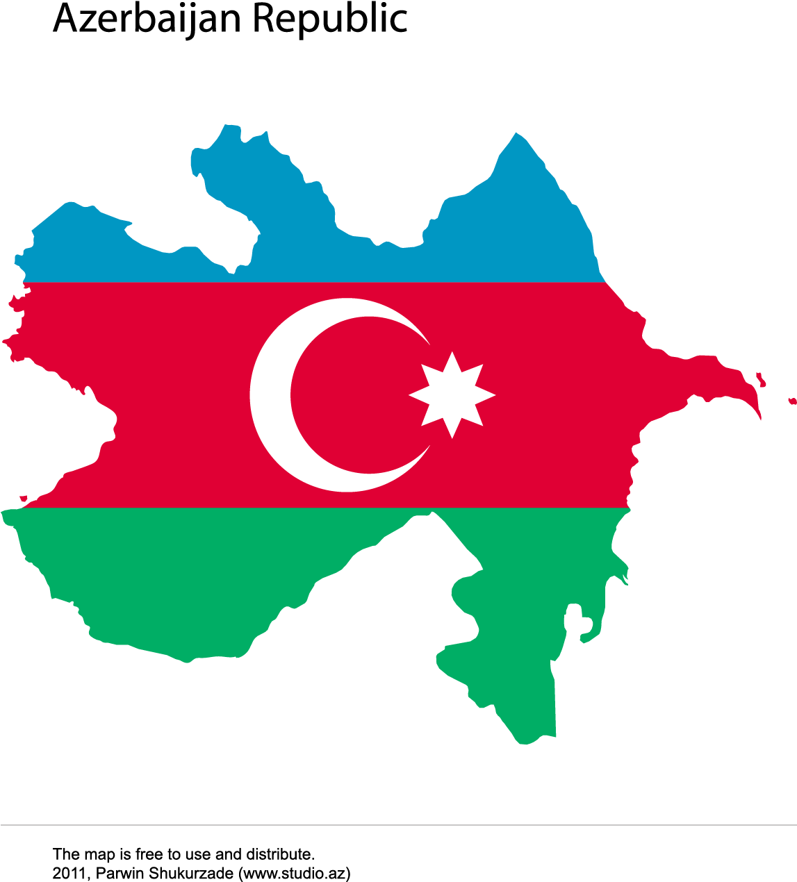 Azerbaijan Flag Map PNG image