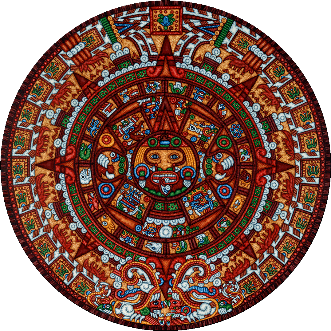 Aztec Sun Stone Artwork PNG image