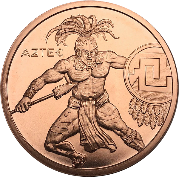 Aztec Warrior Engraving Coin PNG image