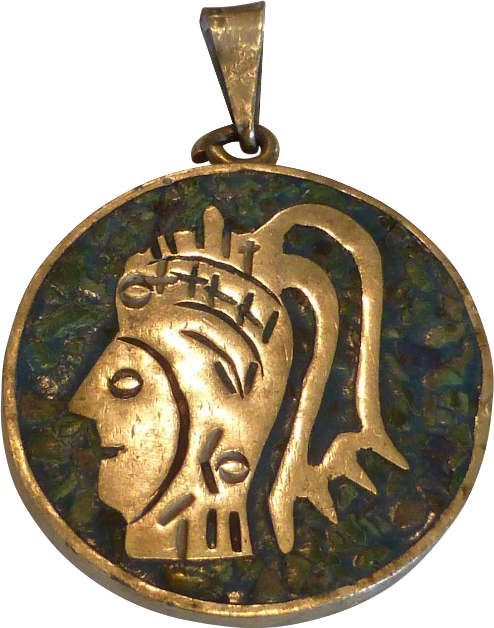 Aztec Warrior Pendant Golden PNG image