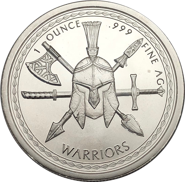 Aztec Warrior Silver Coin Design PNG image