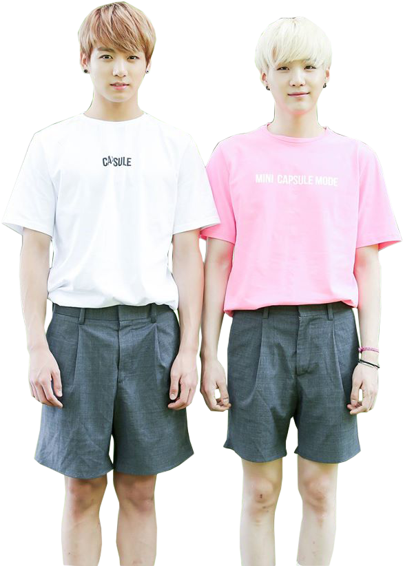 B T S Jungkookand Suga Casual Outfits PNG image