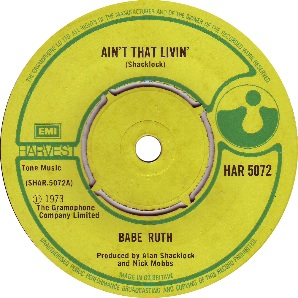 Babe Ruth Aint That Livin Vinyl Record Label1973 PNG image