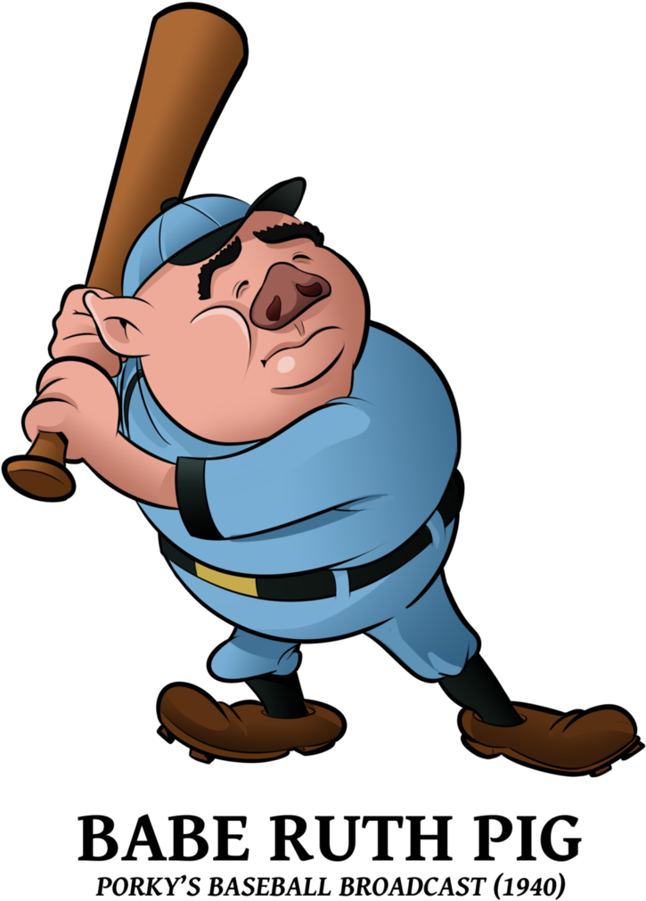 Babe Ruth Pig Cartoon Baseball Player PNG image