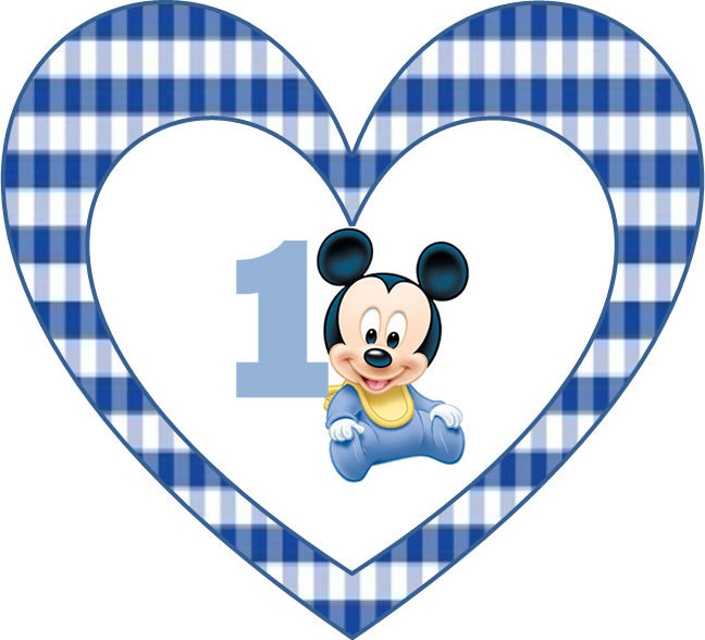 Baby Mickey First Birthday Heart PNG image