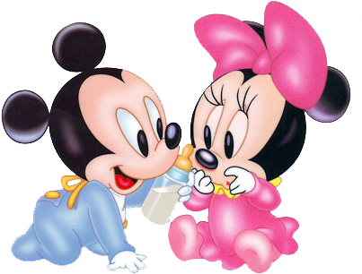 Baby Mickeyand Minnie Sharing PNG image