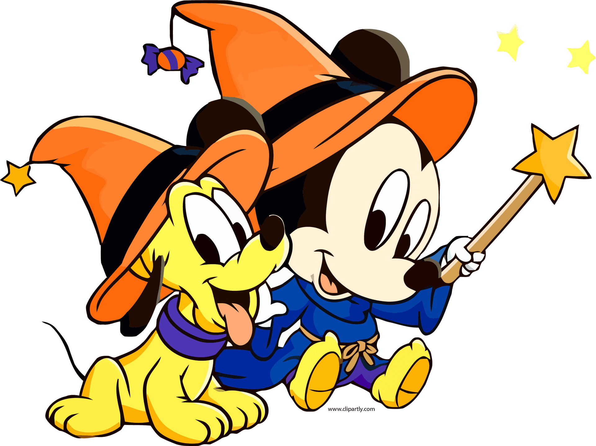 Baby Mickeyand Plutoin Wizard Costumes PNG image