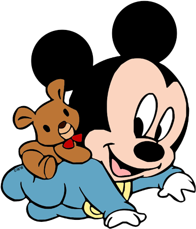 Baby Mickeyand Teddy Bear PNG image