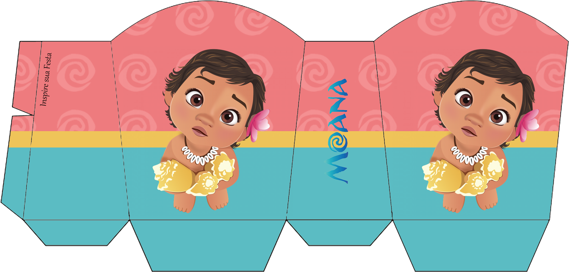 Baby Moana Printable Box Template PNG image