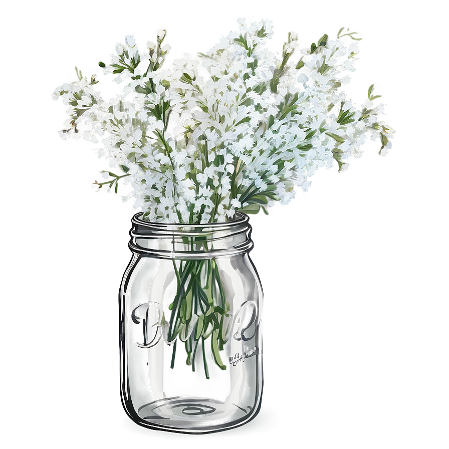 Baby's Breath In Mason Jar Png 06212024 PNG image