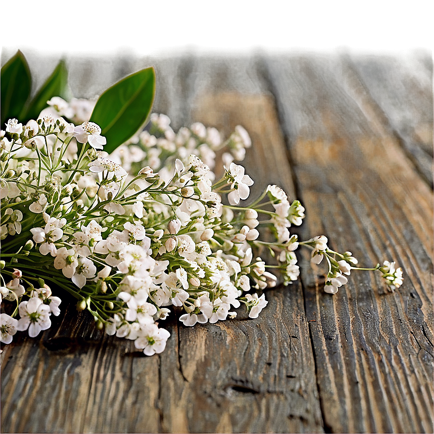 Baby's Breath On Wooden Table Png 06212024 PNG image