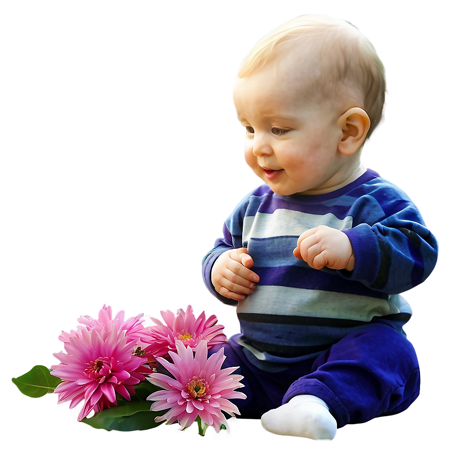 Baby With Flowers Png 05032024 PNG image