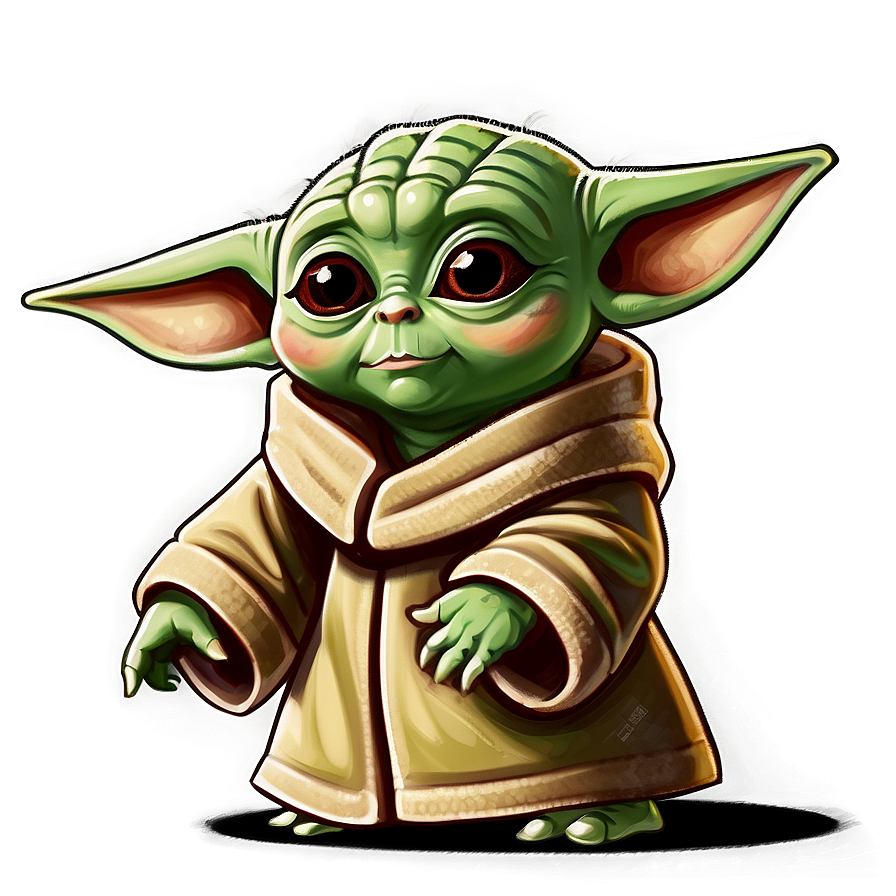 Baby Yoda Cartoon Character Design Png 06252024 PNG image