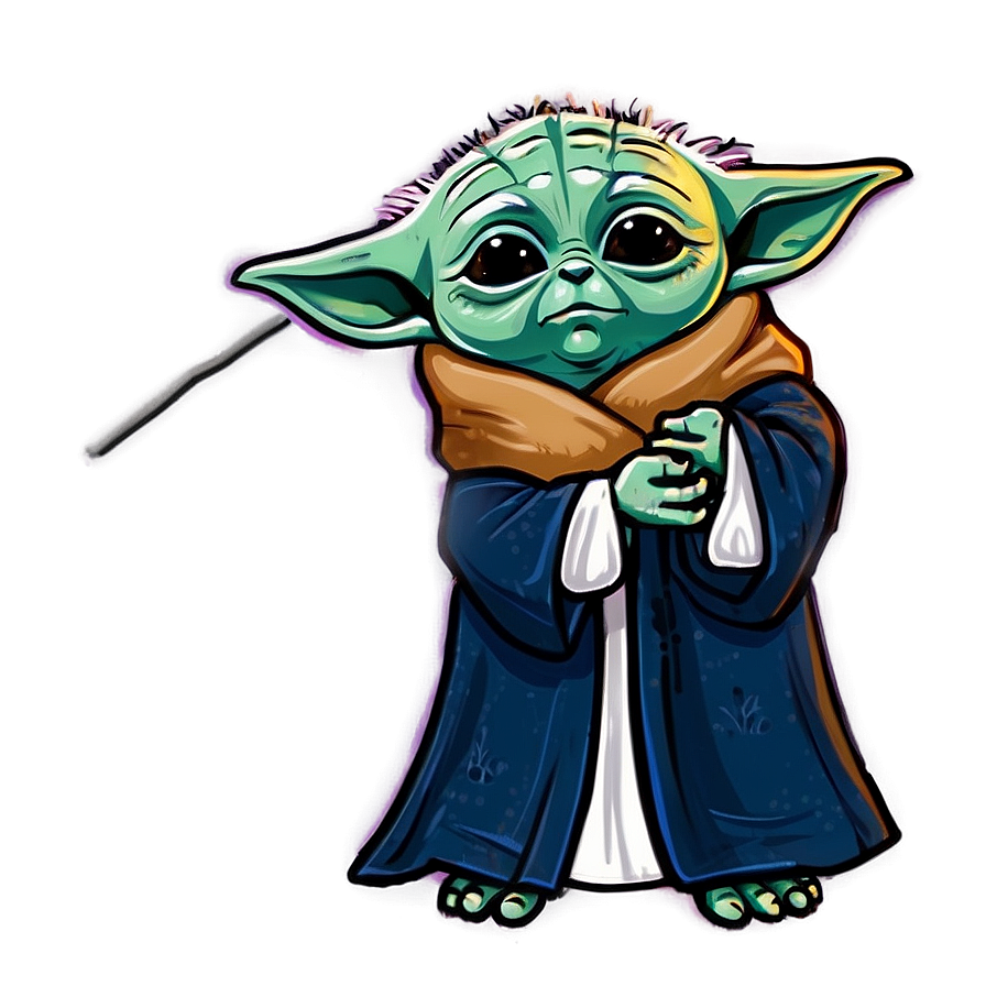 Baby Yoda Cartoon In Robe Png Dcy10 PNG image