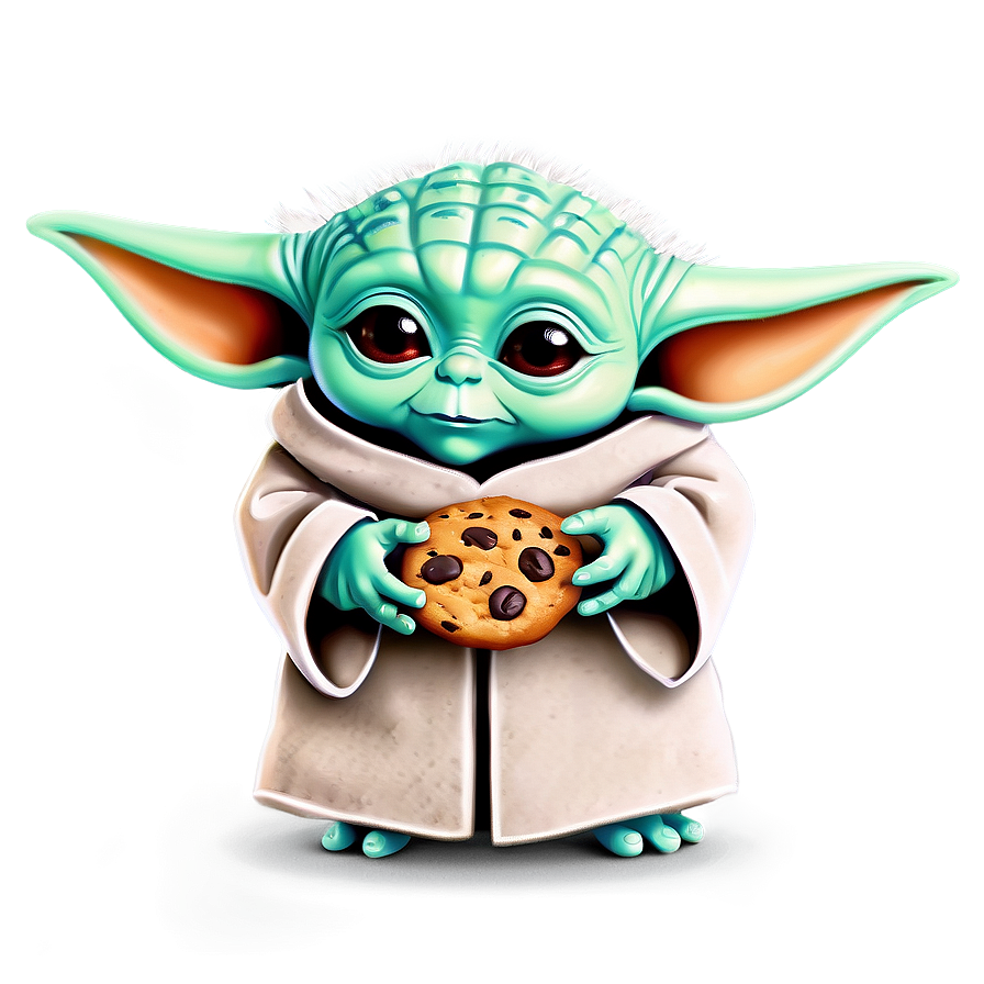 Baby Yoda Cartoon With Cookie Png 88 PNG image