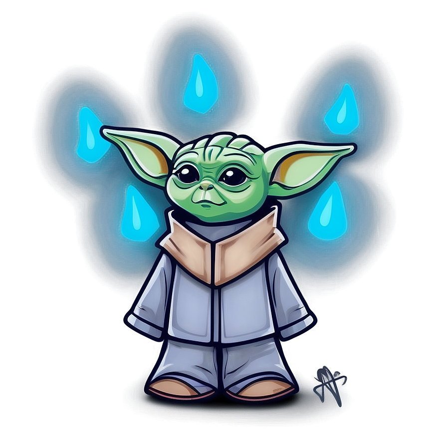 Baby Yoda Cartoon With Mandalorian Helmet Png Tud63 PNG image