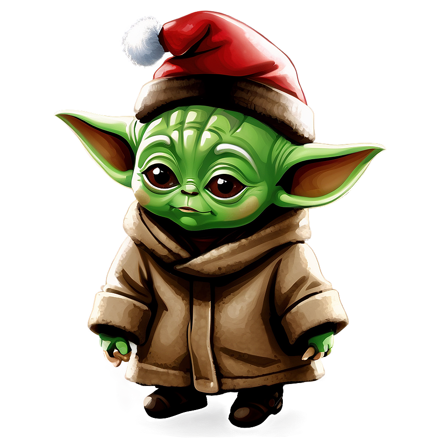 Baby Yoda Christmas Theme Cartoon Png 4 PNG image