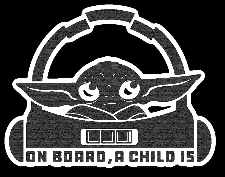 Baby Yoda On Board Sign PNG image