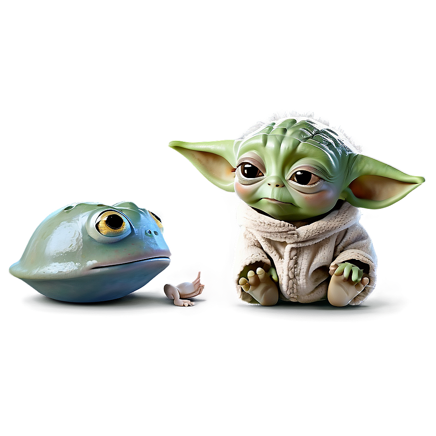 Baby Yoda With Frog Cartoon Png 64 PNG image