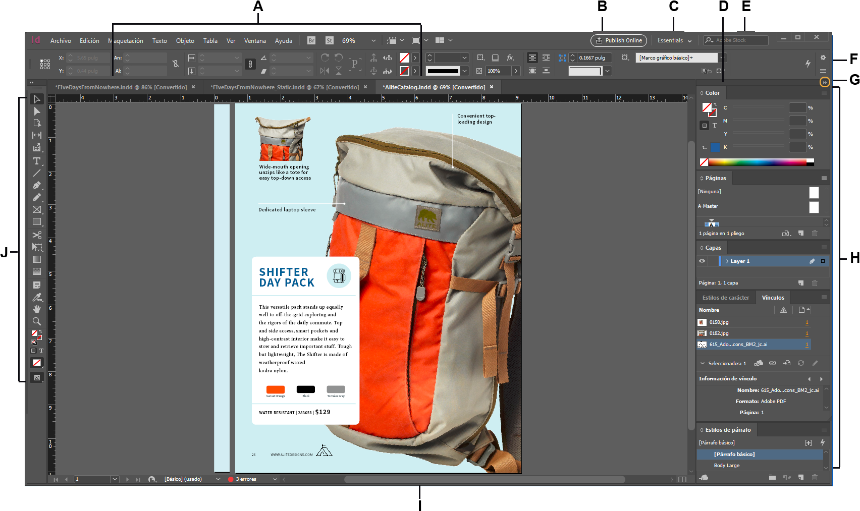 Backpack Design Adobe In Design Workspace PNG image