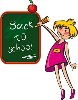 Backto School Cartoon Girl PNG image