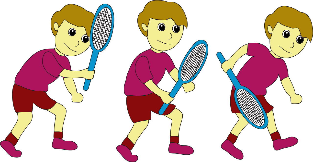Badminton Player Stances Cartoon PNG image