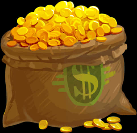 Bagof Gold Coins Illustration PNG image