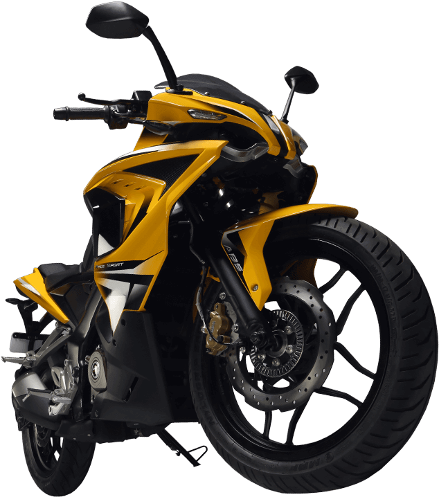 Bajaj Pulsar Yellow Sport Motorcycle PNG image