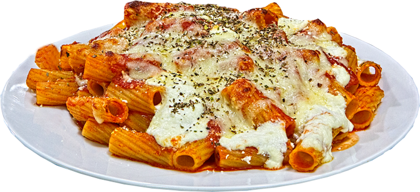 Baked Rigatoni Pasta Cheese Melt PNG image