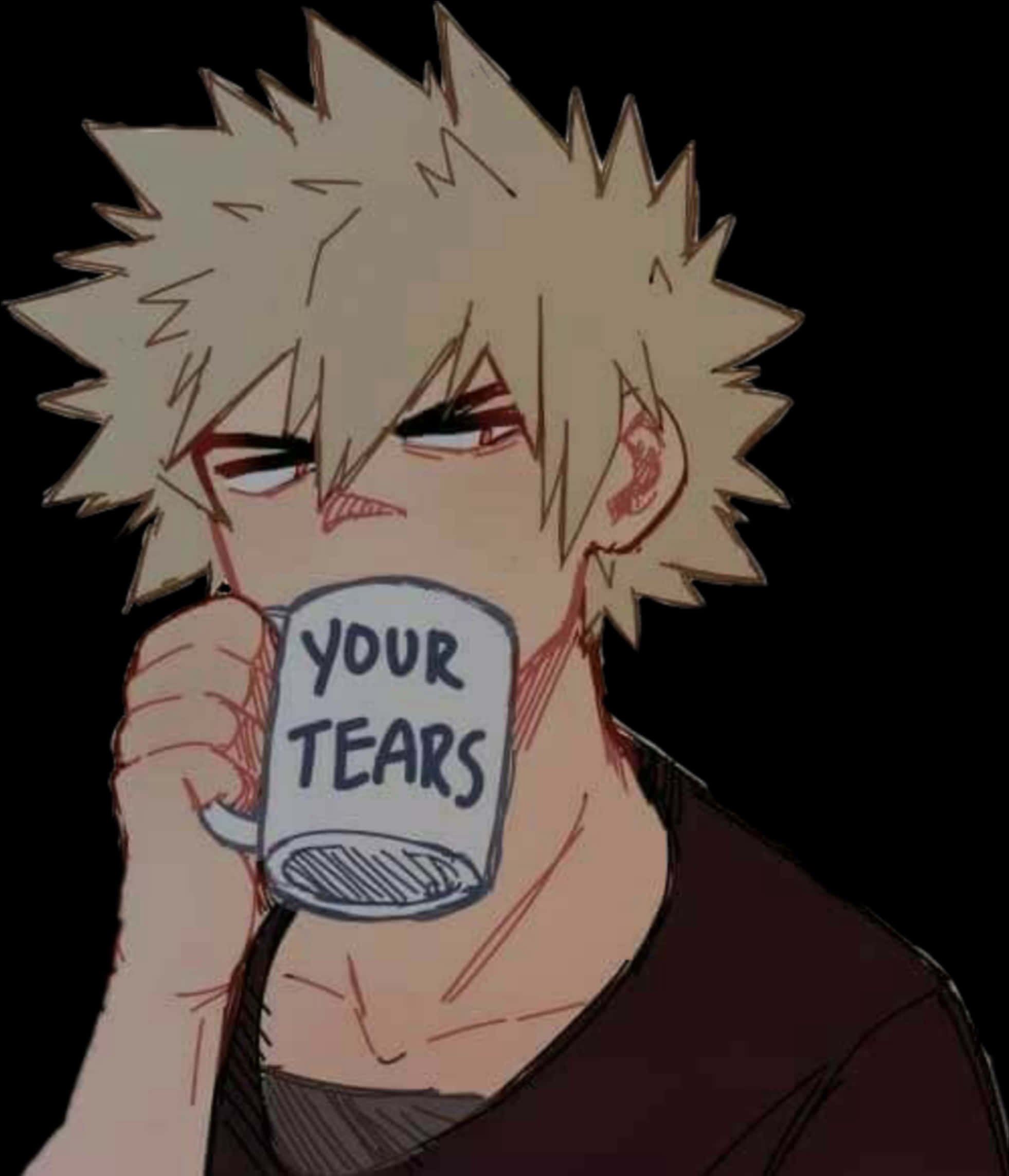 Bakugou Sipping Your Tears PNG image