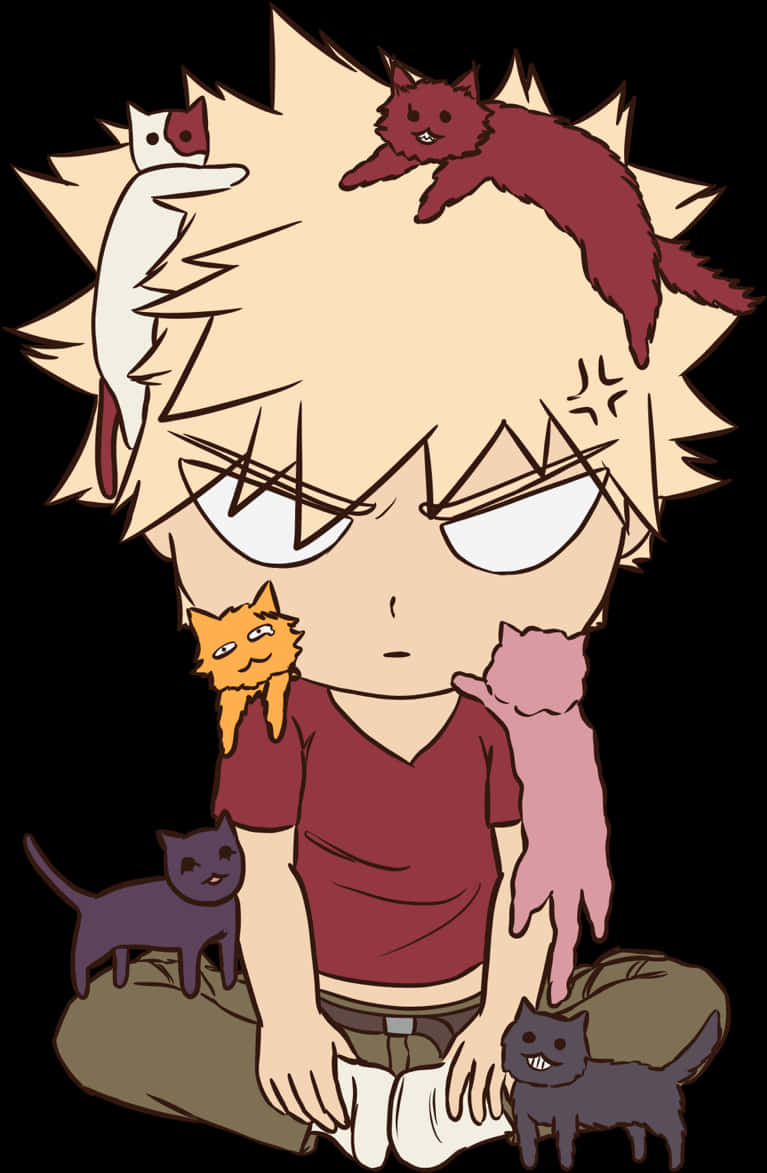 Bakugouwith Cats Illustration PNG image