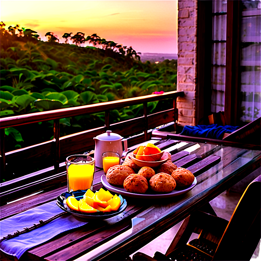 Balcony Sunrise Breakfast Png 06272024 PNG image