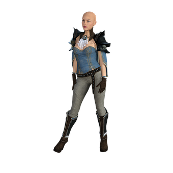 Bald Female Characterin Fantasy Outfit PNG image