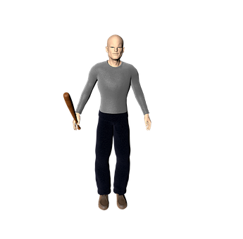 Bald Man Holding Bat3 D Model PNG image