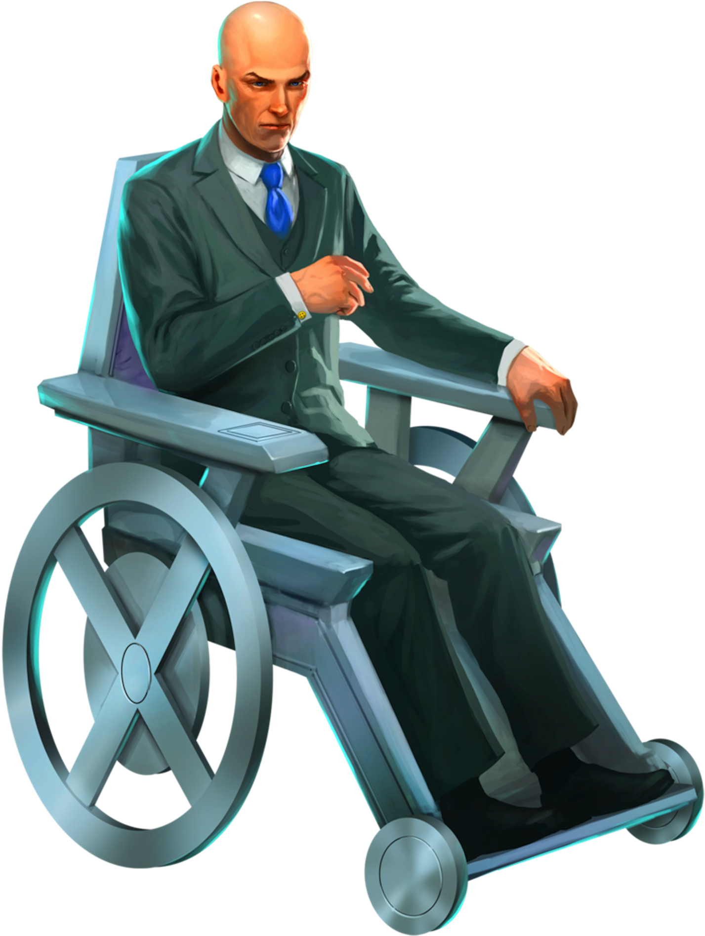 Bald Manin Futuristic Wheelchair PNG image