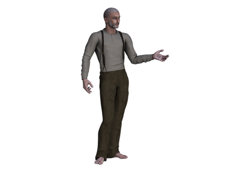 Bald Manin Suspenders PNG image