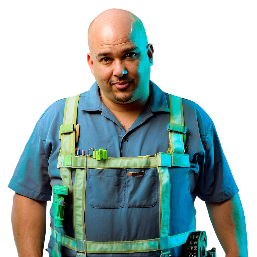 Bald Mechanic Repairing Png 06202024 PNG image