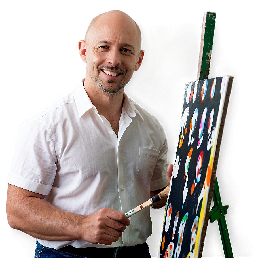 Bald Painter Creating Png 84 PNG image