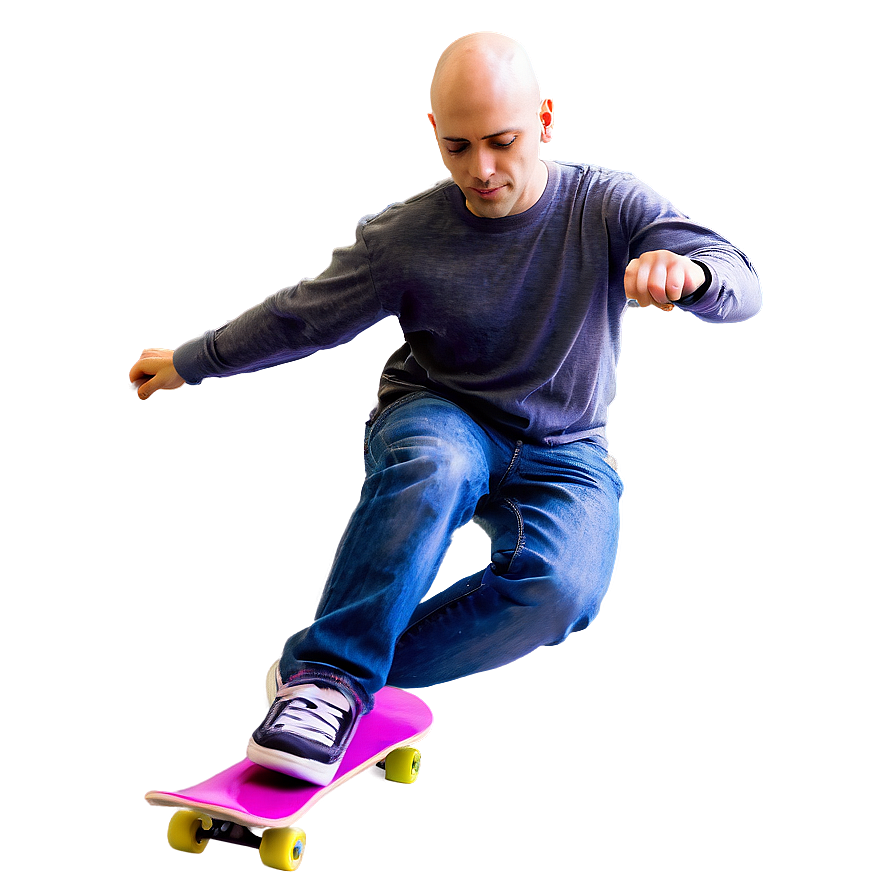 Bald Skater Doing Tricks Png 9 PNG image