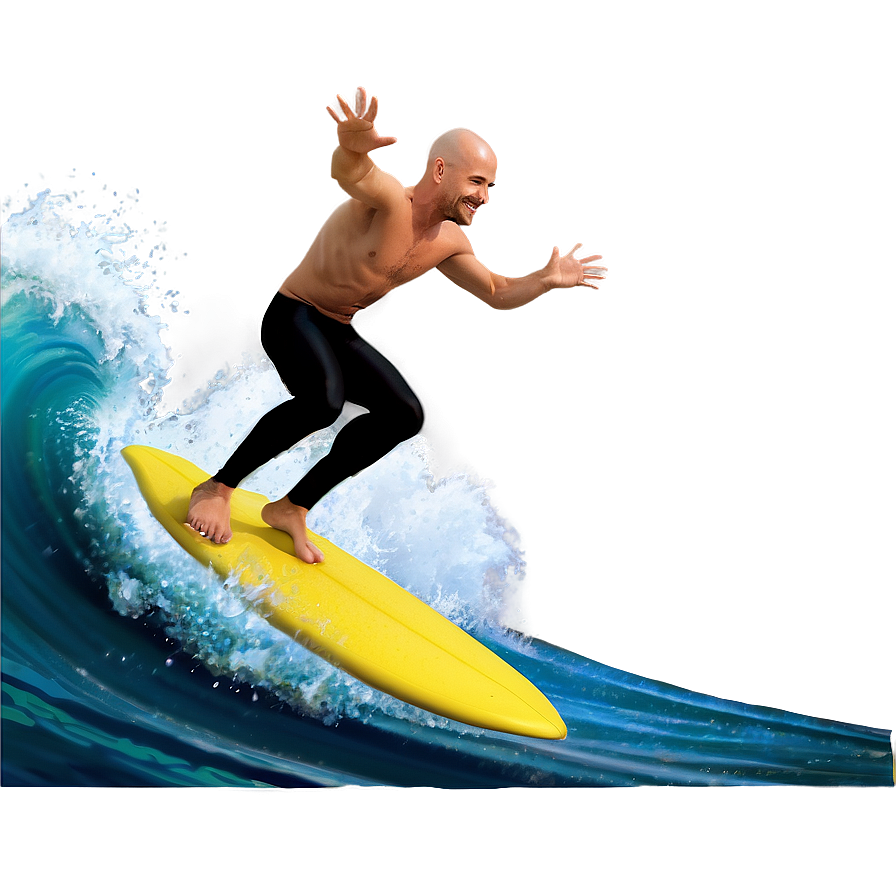 Bald Surfer Riding Wave Png Puq33 PNG image