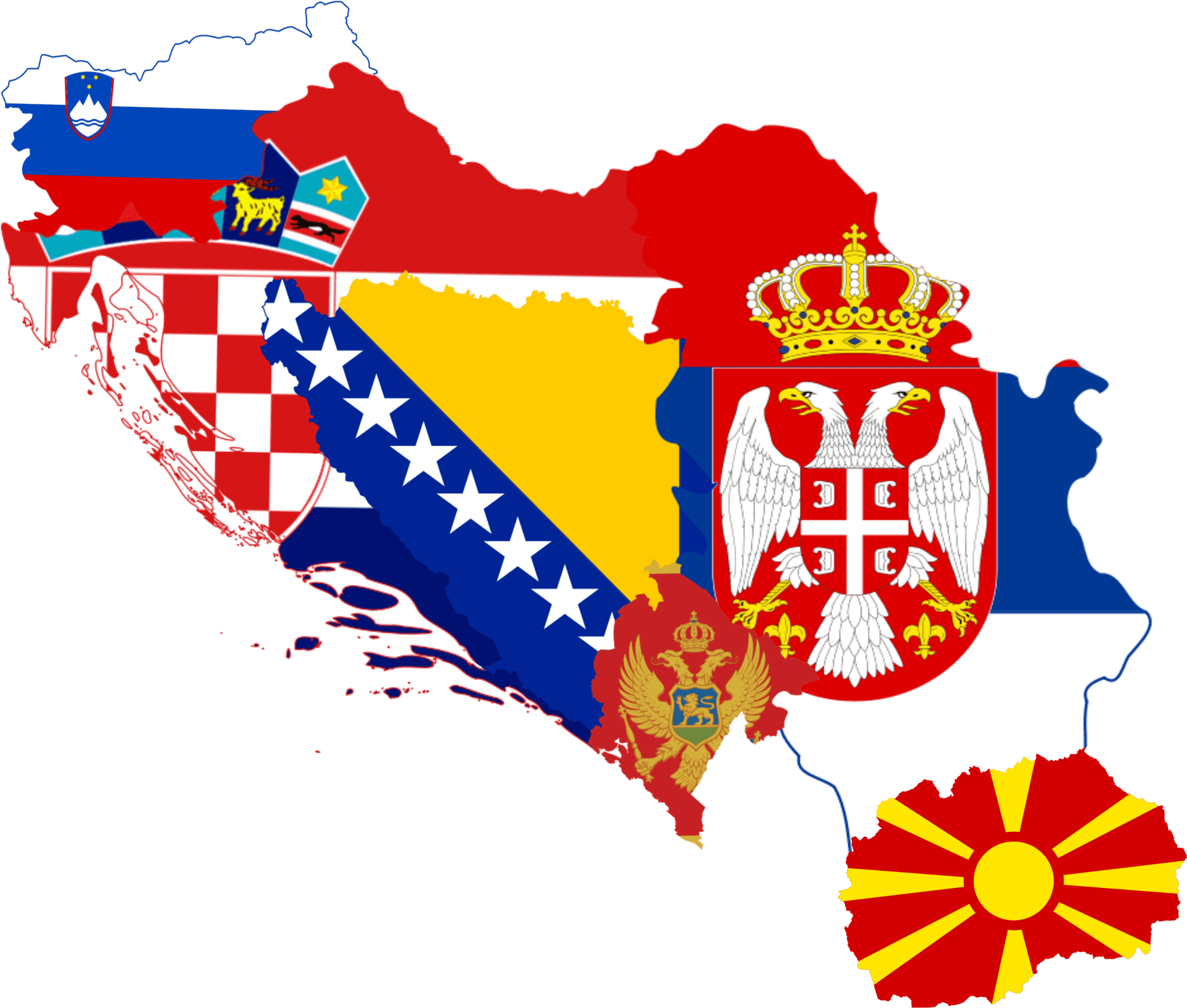 Balkan Countries Coatof Arms Map PNG image