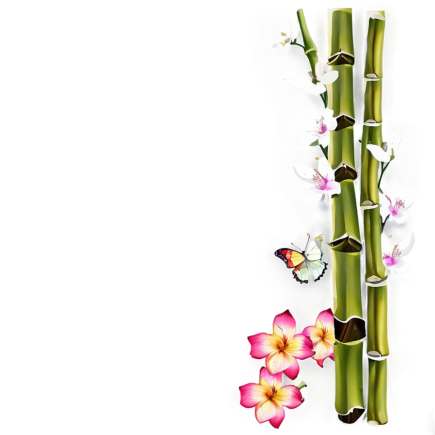 Bamboo And Flower Border Png Btg25 PNG image