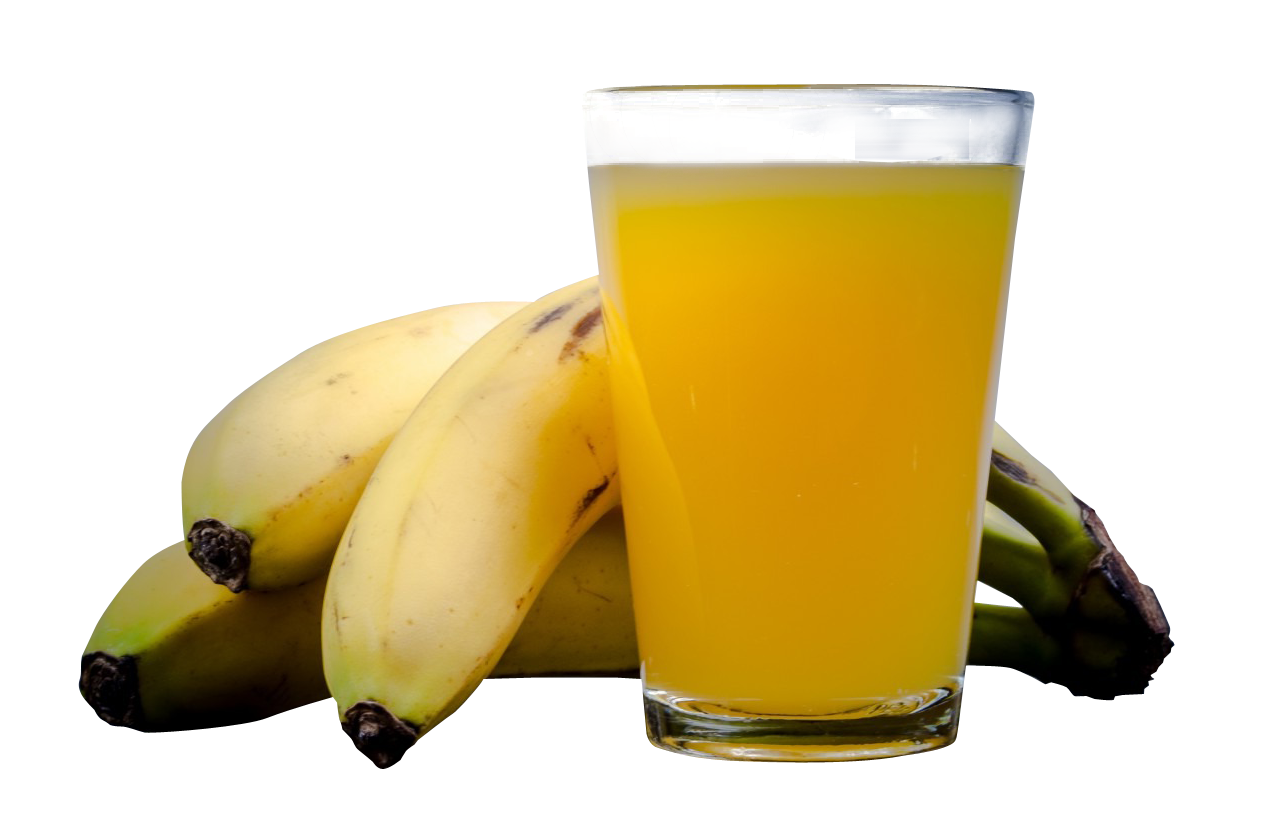 Banana Bunchand Juice Glass PNG image