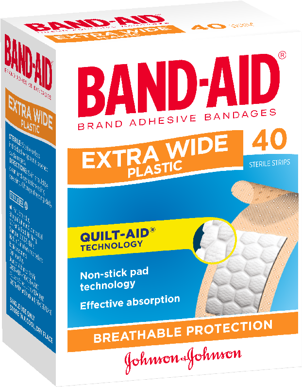 Band Aid Extra Wide Adhesive Bandages Box PNG image