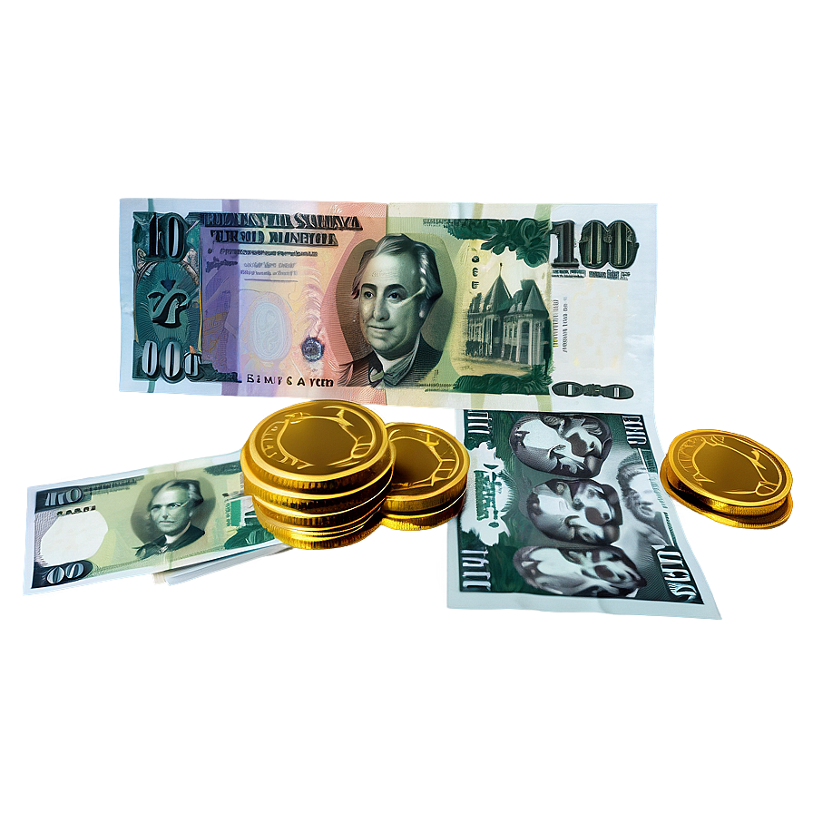 Banknotes And Coins Png Ivd32 PNG image