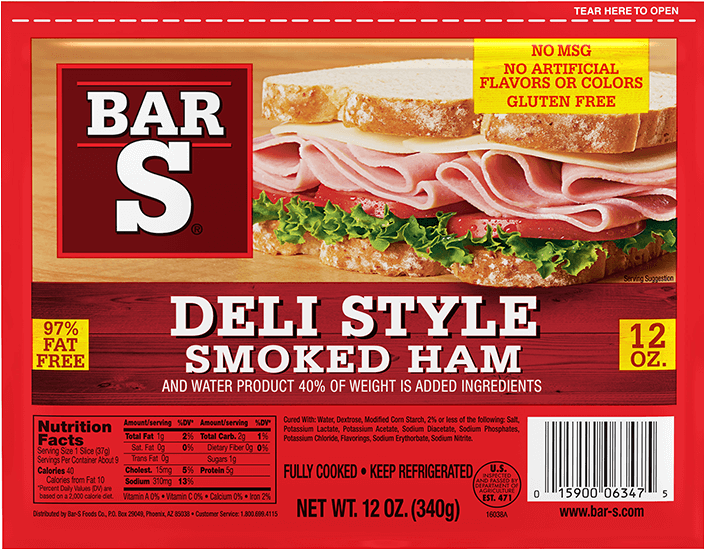 Bar S Deli Style Smoked Ham Package PNG image