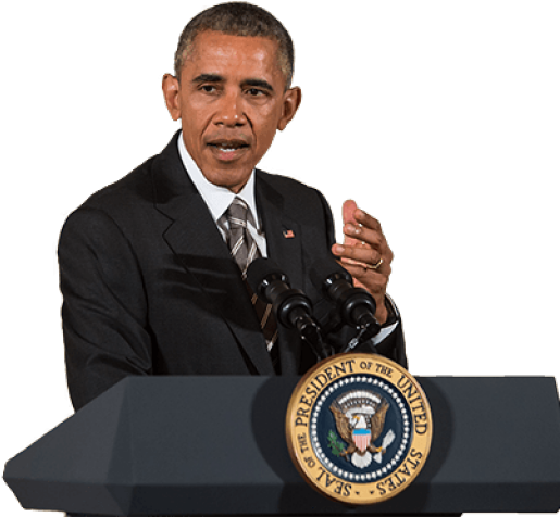 Barack Obama Speakingat Podium PNG image