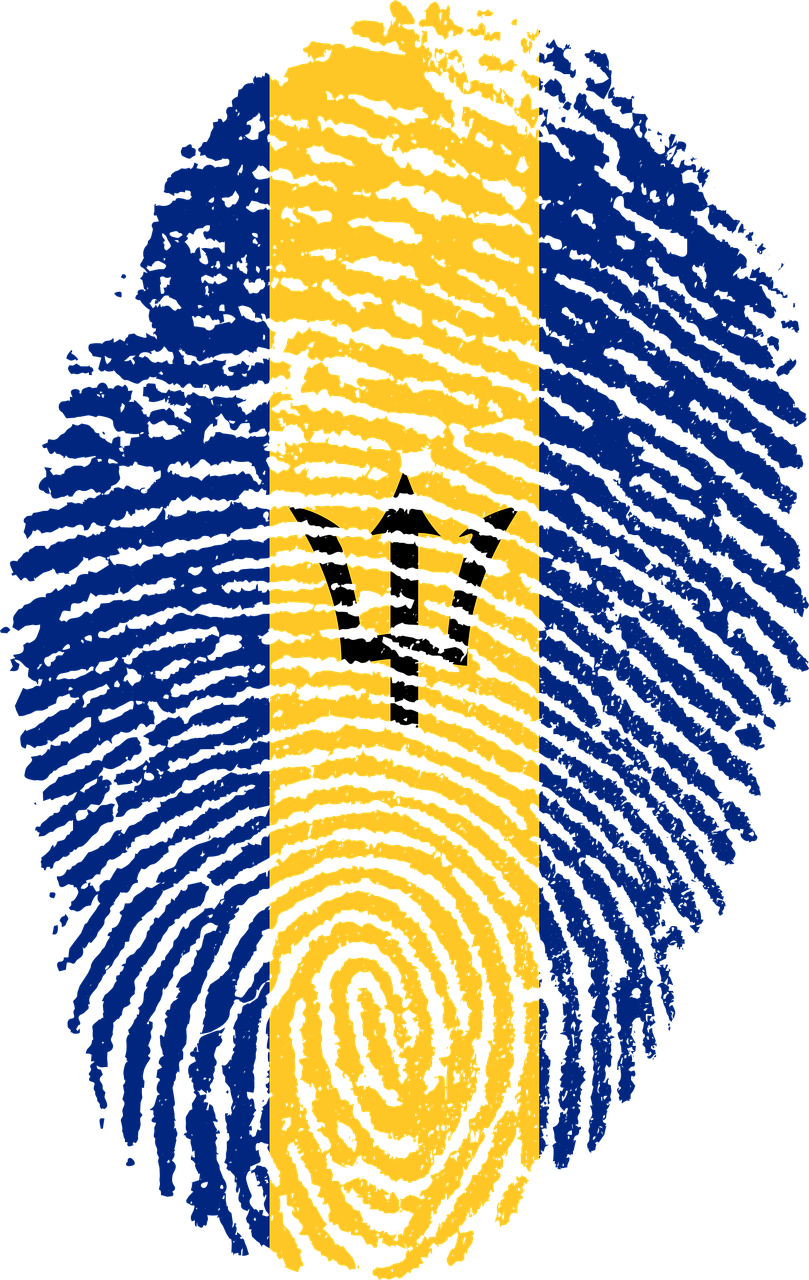 Barbados Fingerprint Flag Art PNG image